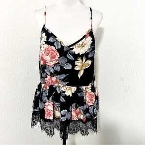 SHELN Curve Women’s Plus Size 2XL Floral Lace Trim Camisole Top EUC Everyday